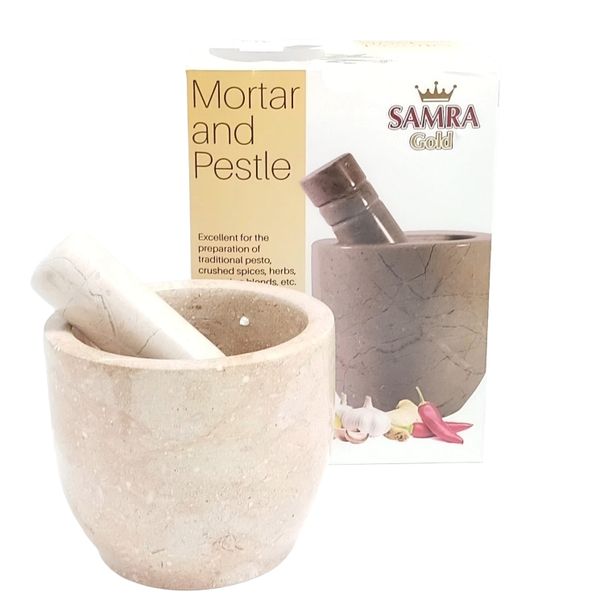 Samra Gold Marble Mortar and Pestle | 13cm x 11cm
