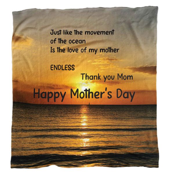 Happy Mother's Day Sunset Light Weight Fleece Blanket