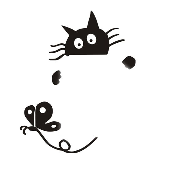 Black Vinyl Cat Light Switch Wall Art