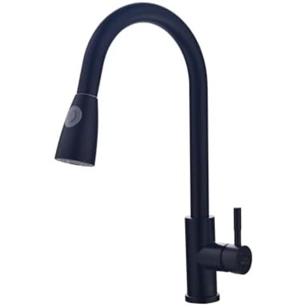 Matte Black Pull-Down Kitchen Mixer Stainless Steel Tap AY406-054