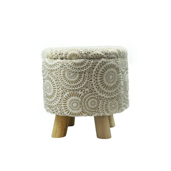 Soft Fur Designed Ottoman/Foot Stool and Storage Box (Brown and Cream)