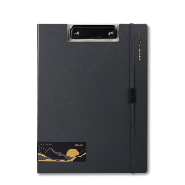 Deli Nusign A4 Folding Clipboard Foamed PP Metal Clip Black Gold Folder