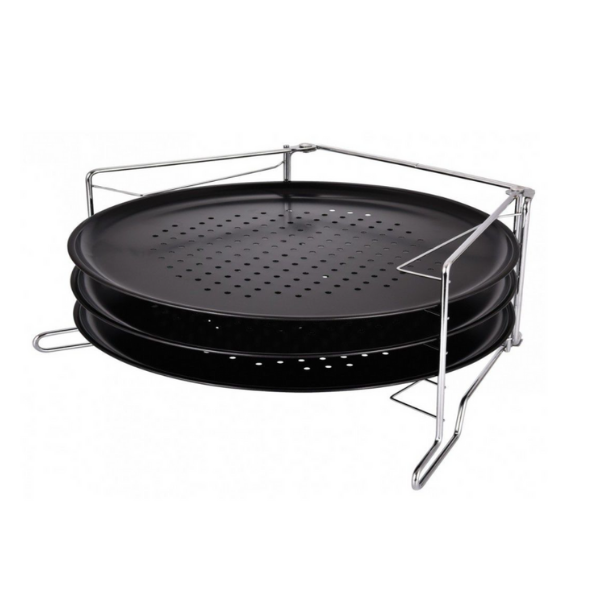3 Pieces Non-Stick Pizza Tray with Rack