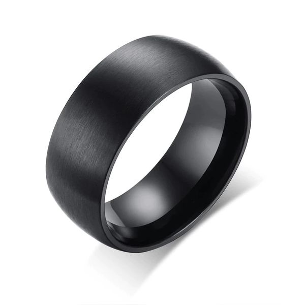 8mm Dome Tungsten Carbide Ring - Full Black