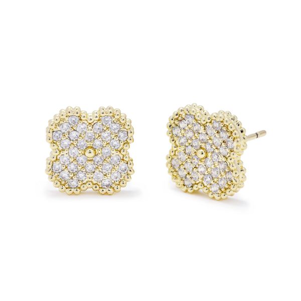 iDesire Four Leaf Clover Cubic Zirconia Stud Earrings