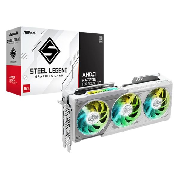 ASRock AMD Radeon RX 9070 XT Steel Legend 16GB Graphics Card