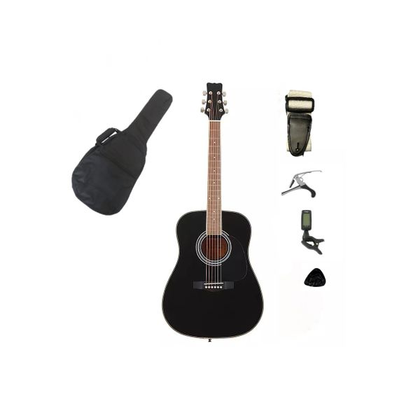 Acoustic Guitar Steel String Black Set