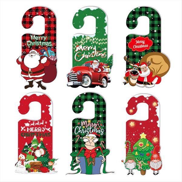 6Pcs Christmas Doorknob Hanger Decoration Christmas Doorknob Ornament