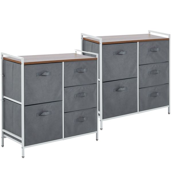 2 Pack Storage Drawers Cabinet Fabric Dressing Table Closet Organizer
