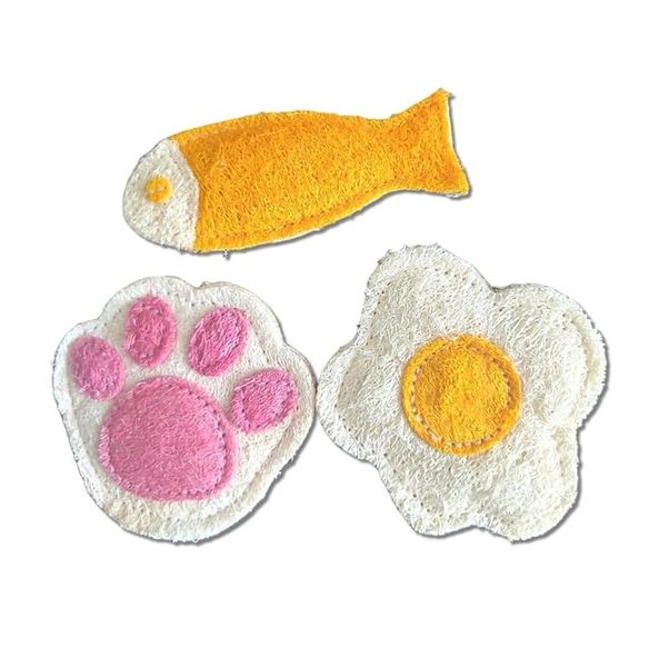 Natural Loofah Cat Chew Toys (3 Pack) for Dental Care