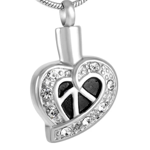 Eternal Ribbons Stainless Steel Crystal Heart Memorial Keepsake Necklace