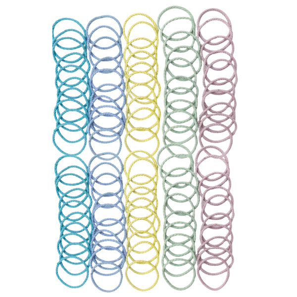 Colourful Elastic Hair Ties - Twisted Design, Pastel Colours - Pack of 100