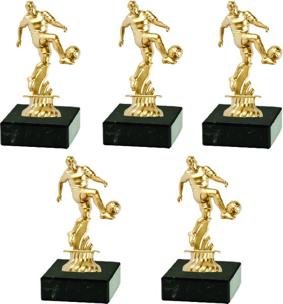 Soccer Figurine Trophy with Marble Base - Gold (Kit of 5)