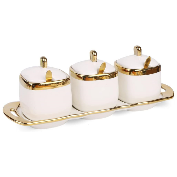 MXZXBXZ 3Pack Sugar Bowl Jar Container with Lid Spoon Spice Seasoning Bowls