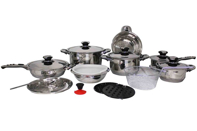 21 Pieces Nine Layered Stainless Steel Cookware Set with Thermometer Lids