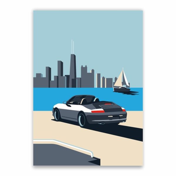 Porsche City Background Poster - A1