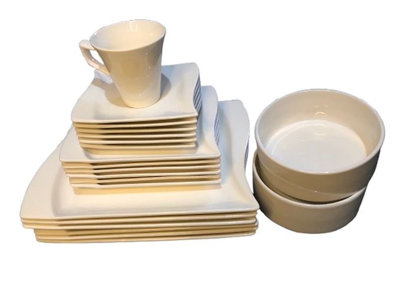 Dot. Squire Ceramic Dinner Set 30 Pieces White