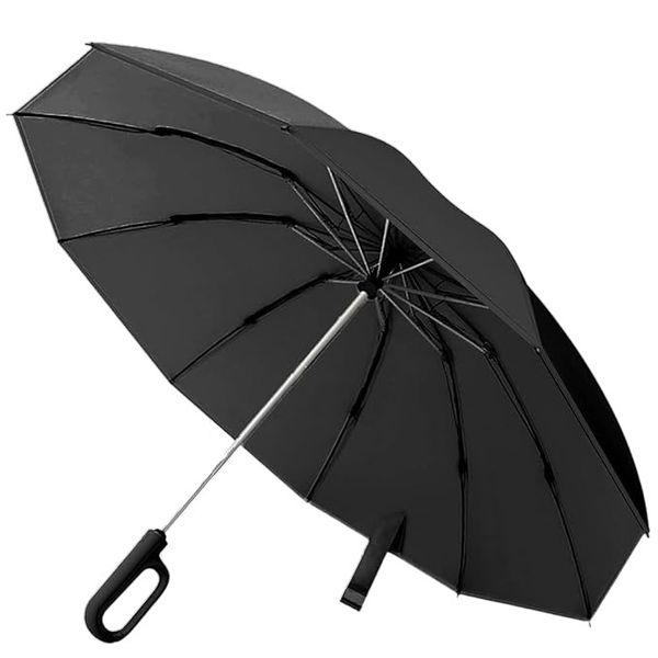 Mini Strong Folding Umbrella Holder Handle Rain &amp; Sun Auto Open 105cm wide