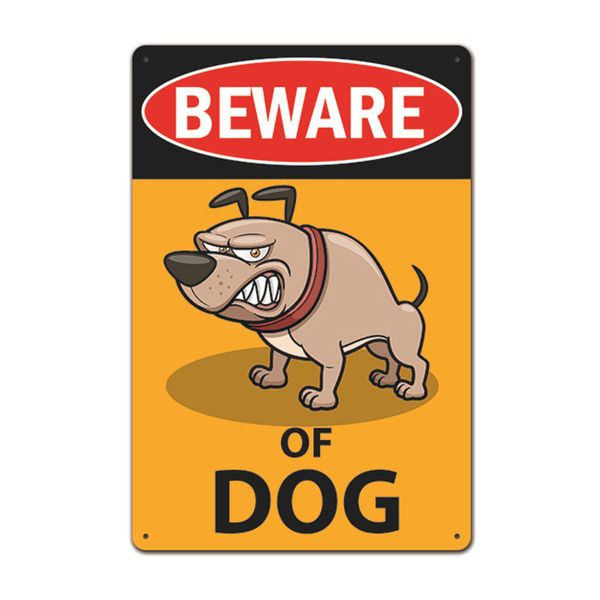 Decor Tin Sign Dog Warning Sign Beware of the Dog Standing 30cm