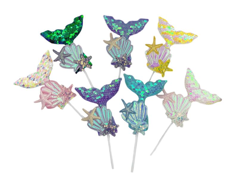 Variety Large Mermaid Cupcakes or Cake Toppers - Set of 7
