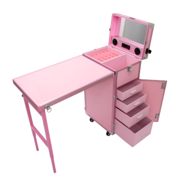 Aluminum Multifunctional Cosmetic Case - Pink