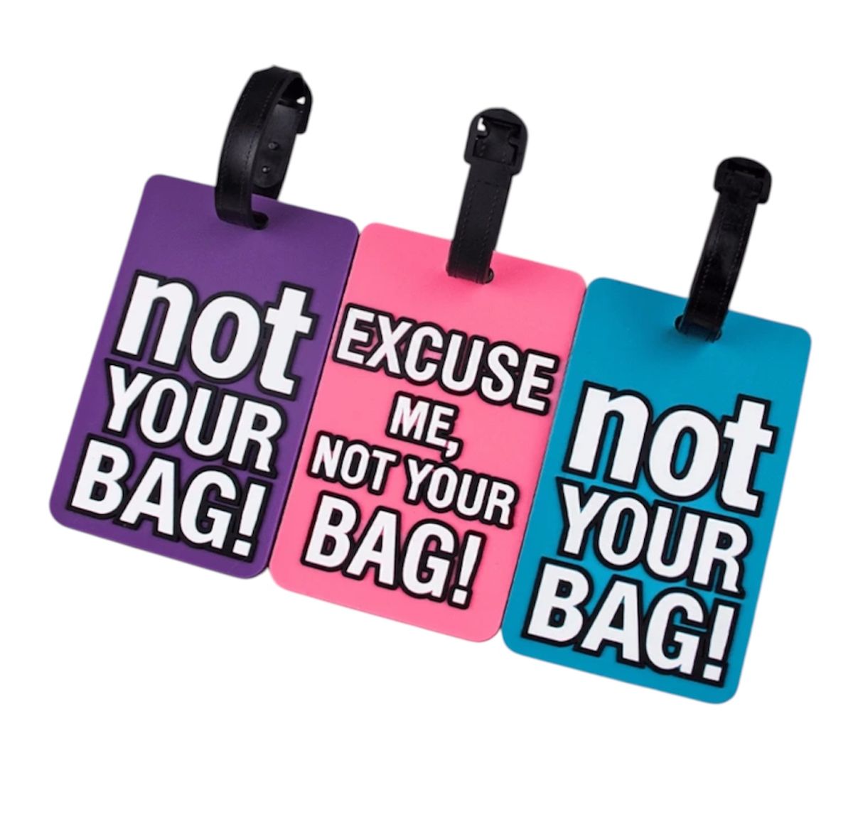 3 Piece Magenta Luggage Tag