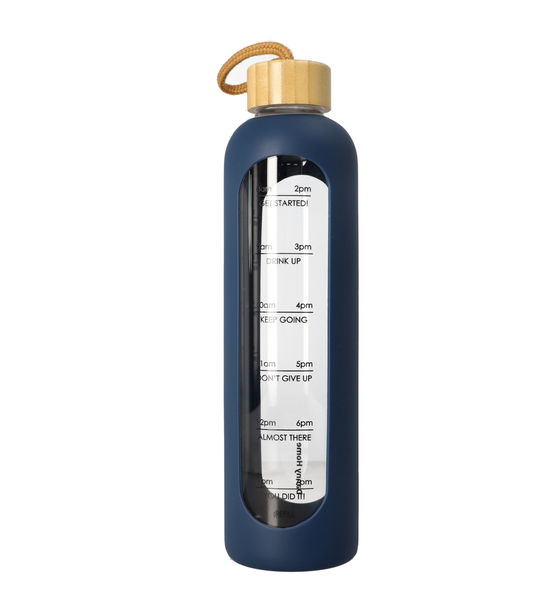Danny Home 1000ml Glass Drinks Bottle with Silicone Sleeve &amp; Bamboo Lid