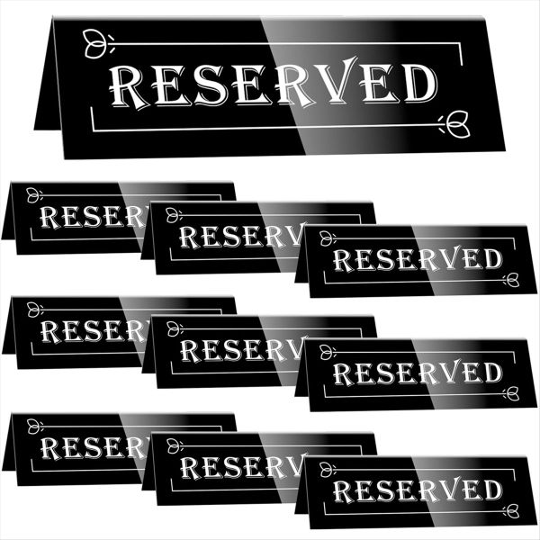 10PCS Reserved Table Signs, Acrylic Guest Reservation Table Tents Sign, Wat
