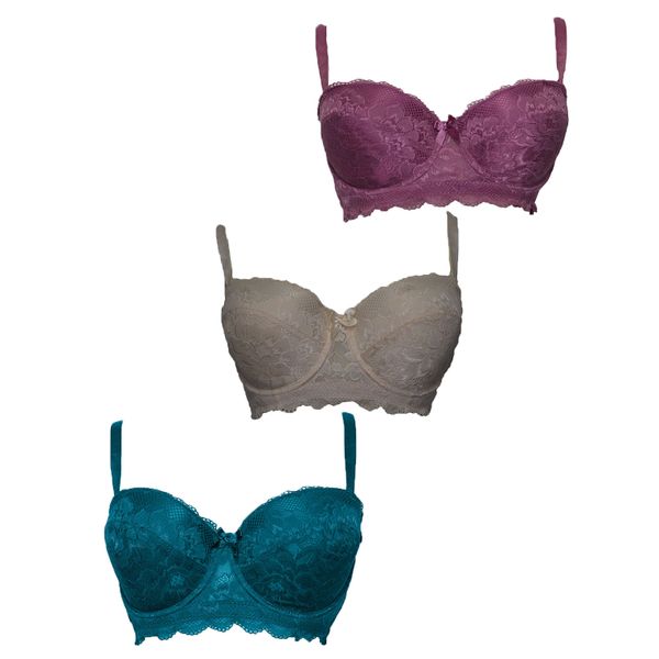 3 Pack Flirt &amp; Flourish Lace Balconette Bra