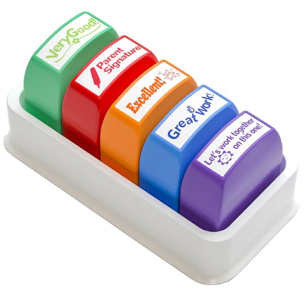 Office 5Pcs Grading Classroom Teachers Self-Inking Colour Stamp -13cm
