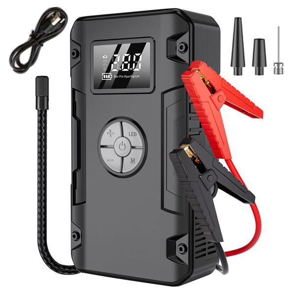 4in1 Digital Car Battery Jump Starter With 150PSI Air Pump, USB &amp; LED Torch