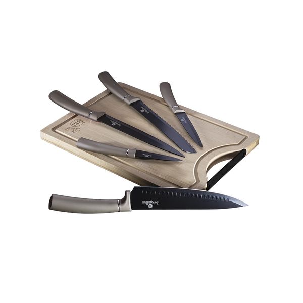 Berlinger Haus 6 Piece Knife Set with Bamboo Cutting Board Carbon Edition