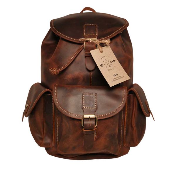 Ironhide Leather Co - Nuba Genuine Full Grain Crazy Horse Leather Backpack