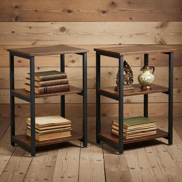 Side Tables 2 Pack End Tables Nightstands 3-Layer Storage Shelves