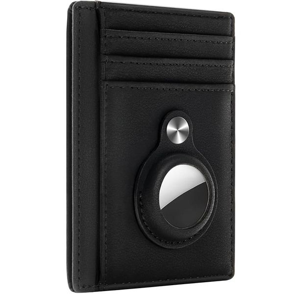 Men's Slim Minimalist Front Pocket RFID Wallet with Built in AirTag Holder