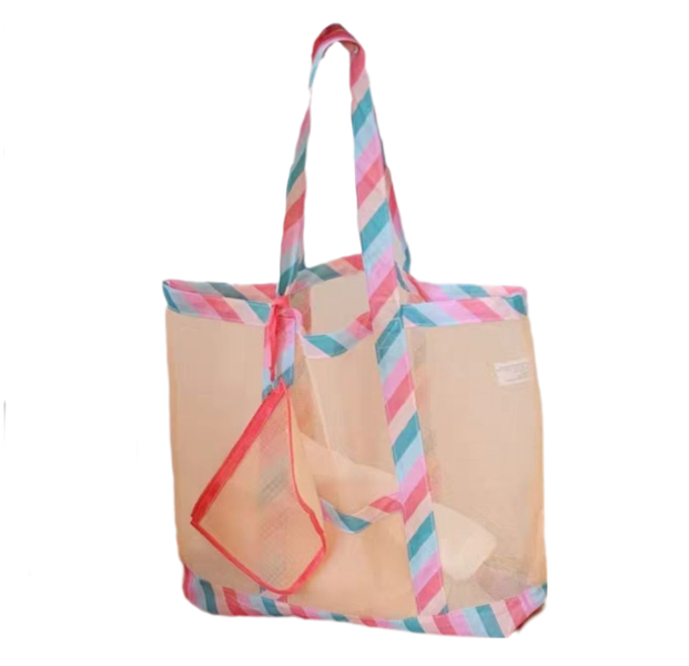 PVC Mesh Beach Bag Large Shoulder Bag With Small Zipper Bag