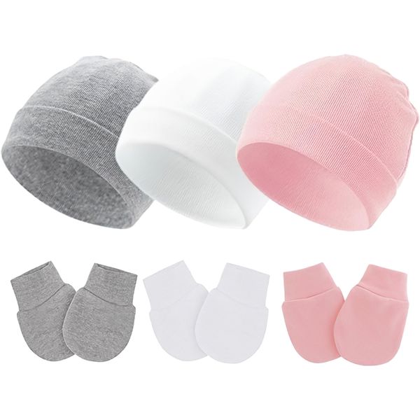 QYNIAL Cute Baby Hat And Mittens Set Newborn Beanie Gloves 0-6 Months