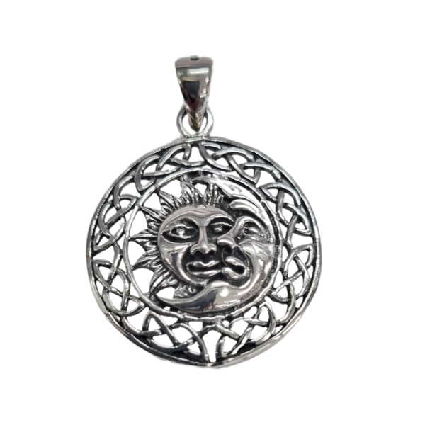 925 Sterling Silver Pendant Sun and Moon
