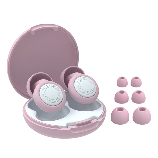 Reusable Silicone Noise Cancelling Earplugs Ergonomic With Case Pink