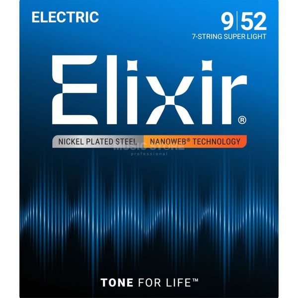 Elixir Nanoweb Nickel Plated Super Light 7-String Guitar Strings (9-52)