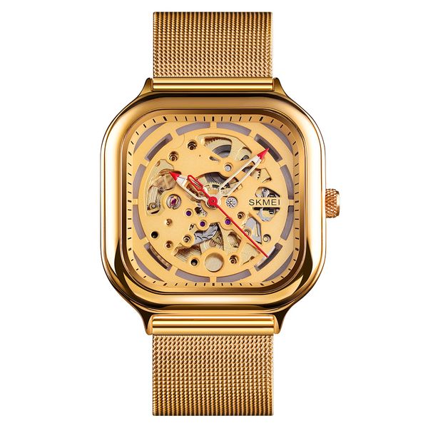 Skmei 9184 Men's Automatic Mechanical Square Dial Mesh Watch