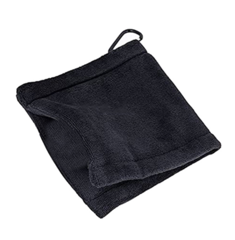 BasicX Microfiber Golf Towel with Carabiner - Sweat Absorbent, 14x14cm