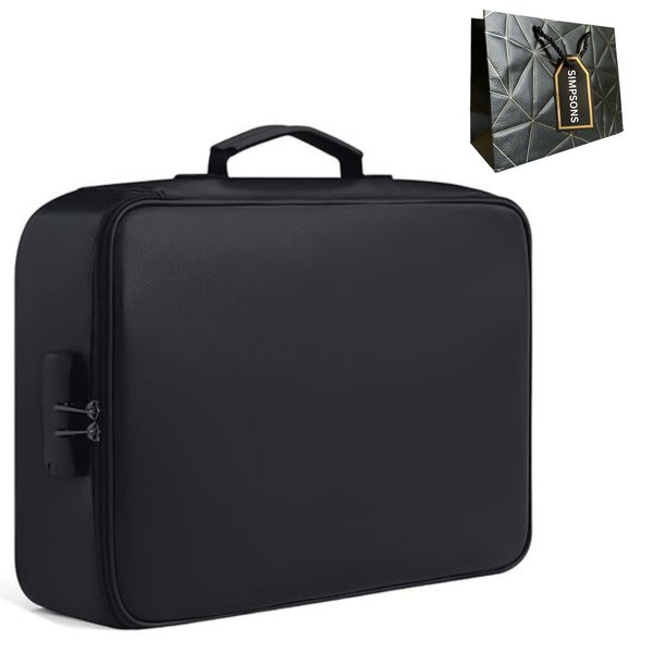 File Storage 3-Layer Travel Bag Case with Lock &amp; Luxury Gift Bag