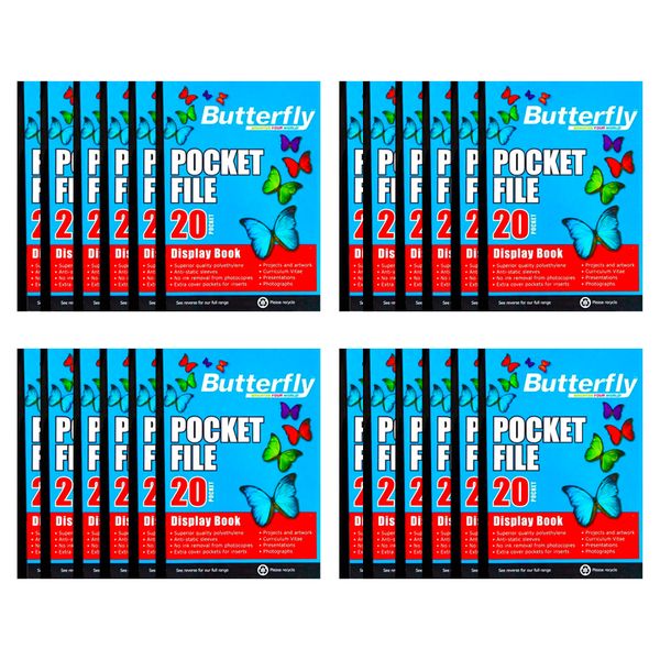Butterfly Pocket File - A4 50 m 20 Pocket Display Book x 24