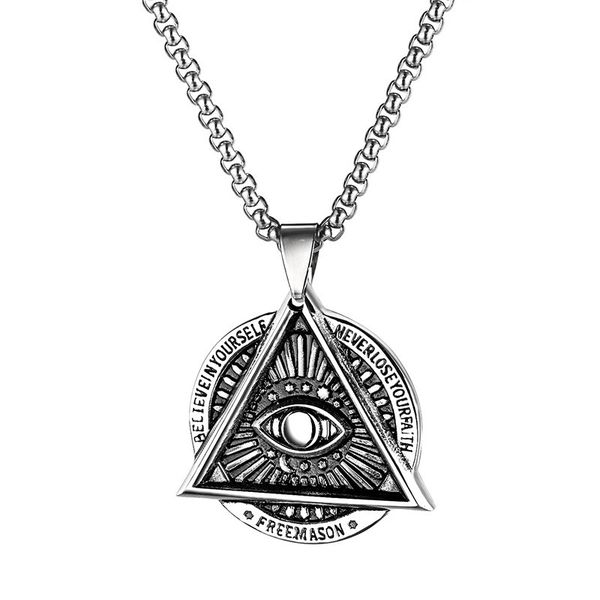 Masonic All Seeing Eye Pendant Necklace Stainless Steel