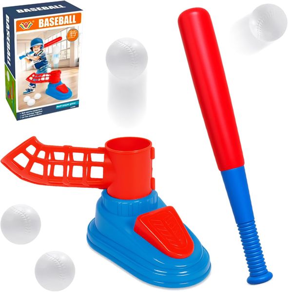 Baseball Foot Press Ball Launcher With 3 Balls Kids Play Baseball Set