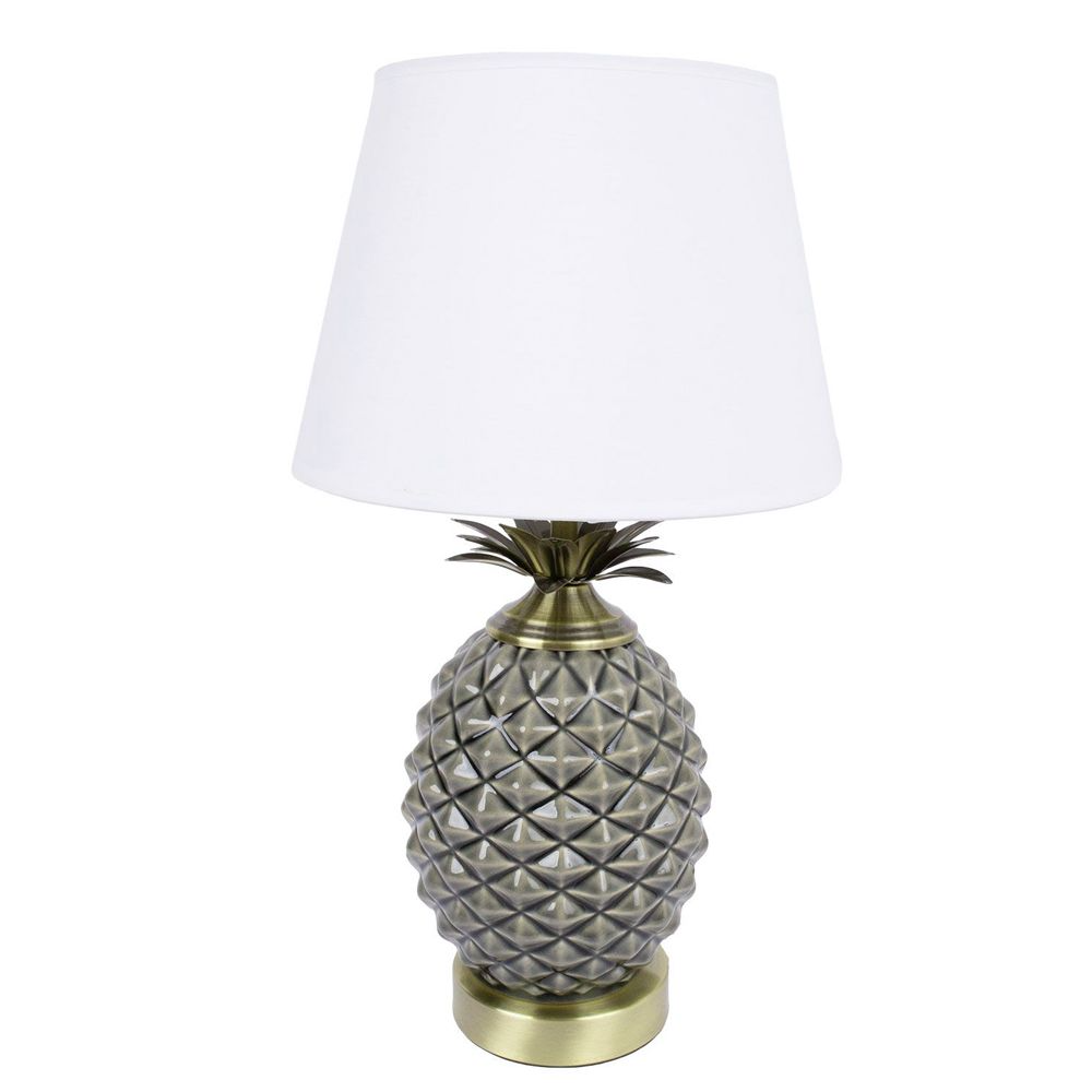 Pineapple Crack 3D Patterns Ceramic Bedside Table Lamps with Fabric ...