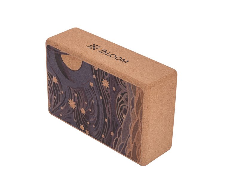 Bloom Craft Cork Yoga Block - Brown/Purple