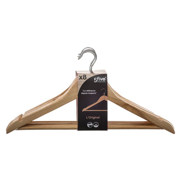 5five Wooden Clothes Hangers Set - 8 Piece - 45cm