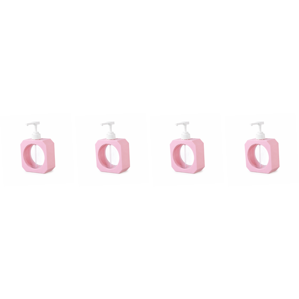 4 Pack 500ml Plastic Travel Dispenser Bottle - Pink